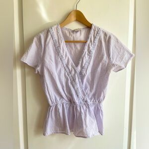 Loft Cotton Wrap Top size S Light Purple
